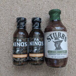 FA Nino's Organic Mango Habanero Hot Sauce + Stubb's Jalapeño & Honey BBQ Sauce